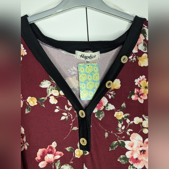 NWT Haptics by Holly Harper 3XL Maroon Floral Long Sleeve Top - Picture 5 of 9